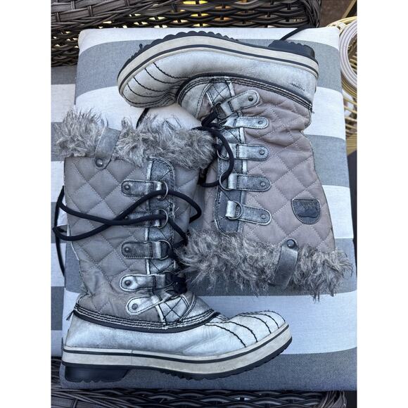 Sorel Tofino Waterproof Winter Snow Boots Womens Size 8 EUR 40 Gray Waxed Canvas - Picture 2 of 16